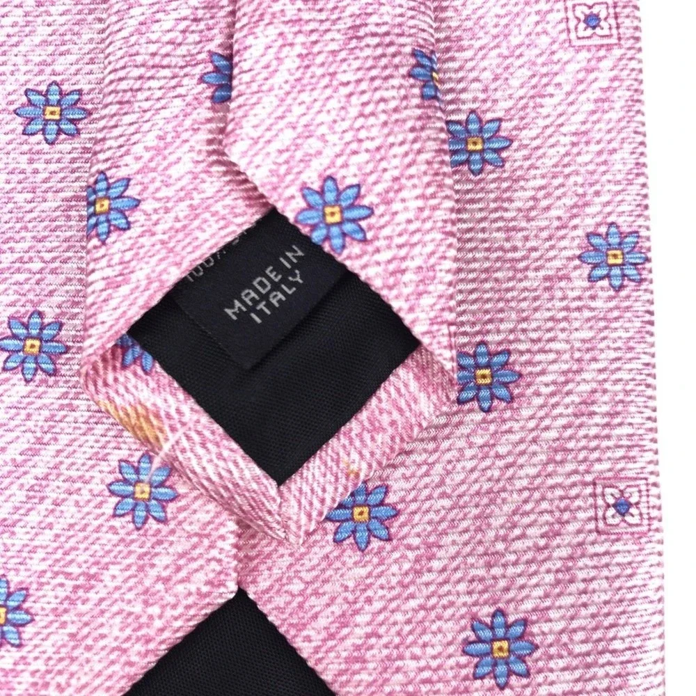 JOS. A. BANK Pink Purple Floral Flower Pattern Elegant 100% Silk Italian Necktie